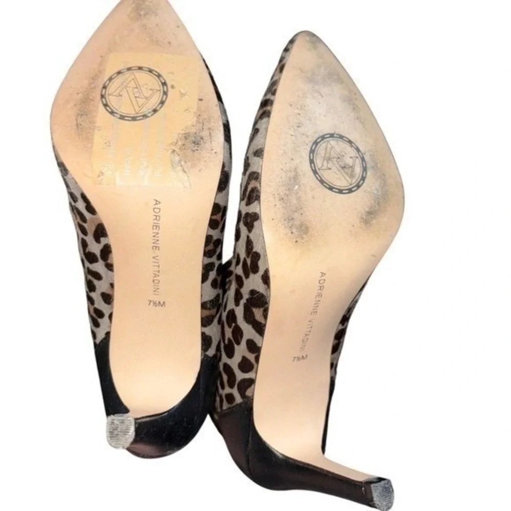 Adrienne Vittadini Sarah Leopard Calf Hair Wedge Booties‎ Women 7.5 Pointed Toe